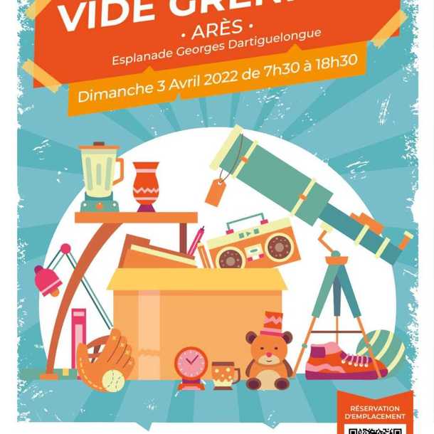 VIDE-GRENIERS à Arès le 3 avril 2022 de 7h30 à 18h30